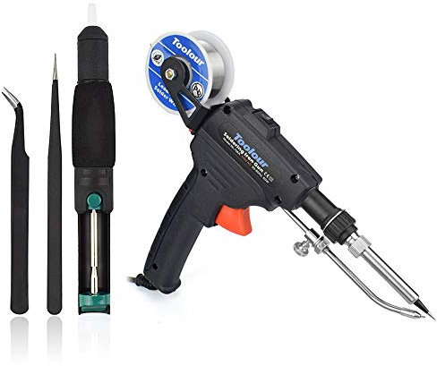 Toolour Automatic Soldering Gun Kit 5 in 1, 60W Auto Solder Feed Welding Tool with Detachable Solder Wire Bracket and On/Off Switch