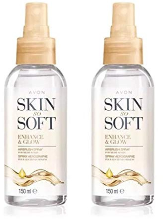 2x AVON SKIN SO SOFT ENHANCE & GLOW AIRBRUSH SPRAY MEDIUM SKIN 150ml