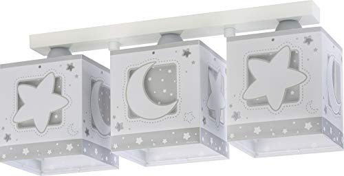 Dalber Kinder Deckenleuchte 3 Lichter Moonlight Grau 63233NE | Deckenlampe; 3 Lichter; Kinderzimmer; E27; Kollektion: Moonlight Mond Sterne Grau