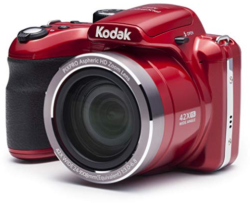 KODAK Pixpro AZ421 - Digital Bridge Camera, 42X Optical Zoom, 24mm Wide-Angle, 16 Megapixels, 3 LCD, 720p HD Video, OIS, Li-ion Battery - Red (Renewed)