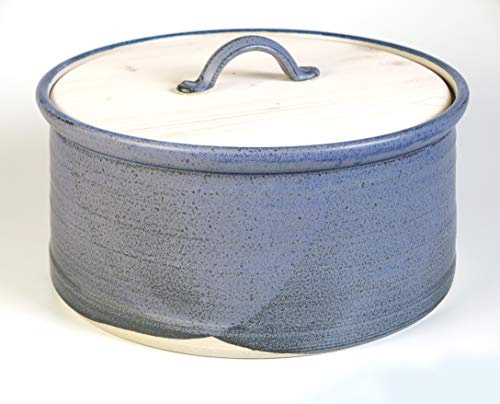 XL – Riesen-Brottopf, blau-schattiert, Keramik/Holz, gerne auch für mehr als fünf Personen