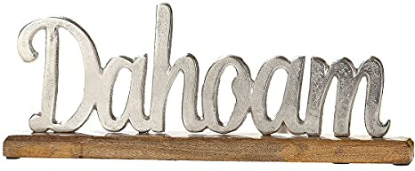 GILDE Schriftzug Aufsteller Dahoam Holz Aluminium Bayerisch Tischdeko 43x17 cm