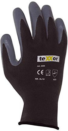 (240 Paar) teXXor Handschuhe Polyester-Handschuhe NITRIL BESCHICHTET 240 x grau/grau 10