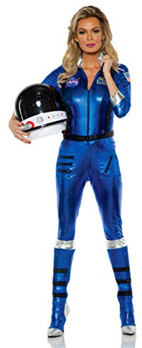 Horror-Shop Astronautenkostüm für Damen in Metallic Blau für Kostümparties L
