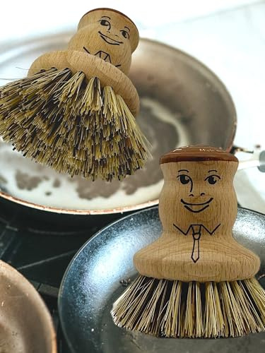 2 x MAAJ TOPFBÜRSTE Natur Harte Union Borsten - Made IN Germany - VEGAN - PLASTIKFREI