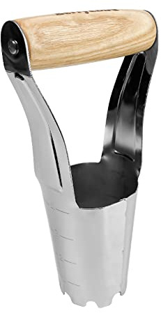 Berry&Bird Garden Bulb Planter with 4 Inches Depth Mark, Stainless Steel Gardening Bulb Transplanter Tool with Short Handle for Planting Flowers Tulips, Daffodils, Lily, Dahlias