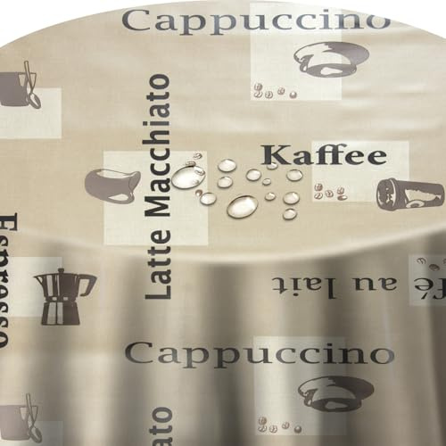Wachstuch Wachstischdecke Tischdecke Farbe und Größe wählabar Cappuccino Beige Oval 130 x 160 cm abwaschbar Gartentischdecke
