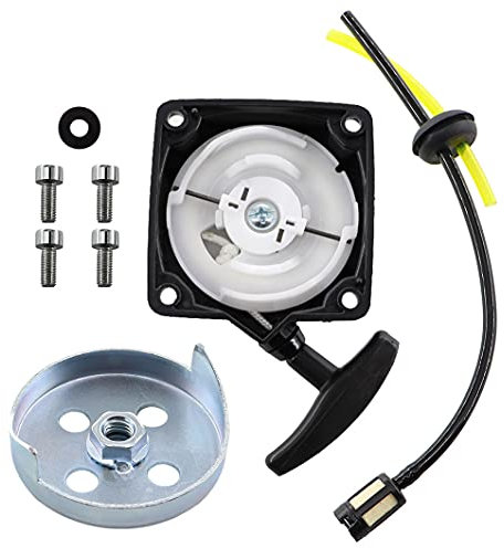 MCHNIC Arrancador manual para desbrozadora Brast Rotfuchs Fuxtec Arebos Starter Timbertech 52 cc, multi-funciones 5 en 1, incluye placa de arrastre Nemaxx EB52