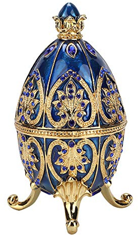 Osterei aus Metall, Europäischer Stil, Künstliches Diamant-Osterei, Glänzend Emailliertes Faberge-Ei, Schmuck-Organizer-Box, Desktop-Dekoration Zum Aufbewahren von Halsketten, Armbändern, Schmuckstück