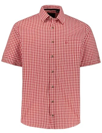 JP 1880 748509 Chemise à Carreaux pour Homme, Grandes Tailles, Tailles L-8XL, Costume, Manches Longues, col boutonné, Coupe Moderne, jusqu'à 8 XL, Salsa, 8XL