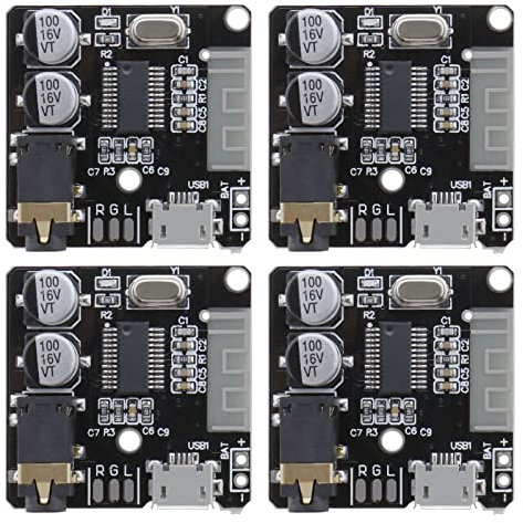 The Lord of the Tools 4pcs MP3 Audio Bluetooth 5.0 Carte Récepteur Haut-Parleur de Voiture Amplificateur Audio 3.7V-5V Bluetooth Récepteur Audio Carte de Décodage 3x3cm/ 1.18x1.18 Pouces