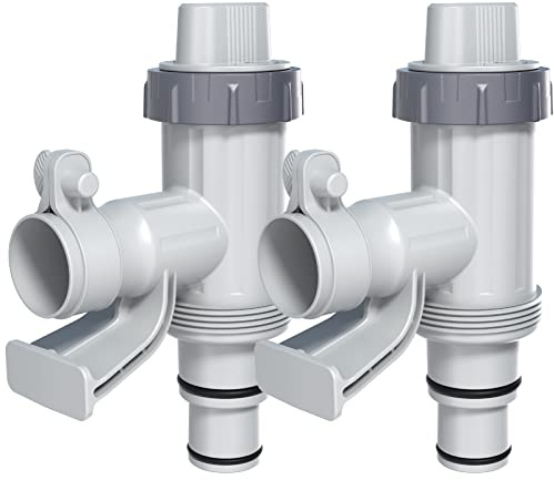 POOLHACKER Plunger Valve Plus with Pool Hose Adapter and Pool Pipe Holder, Pool Replacement Parts Accessories for Above Ground Pool (2 Pcs)