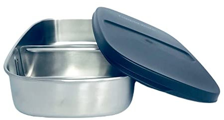 Tupperware To Go Lunch-Box Edelstahl 700 ml schwarz metallic silber mit Trennung Lunchbox Brotbox Sandwich Dose