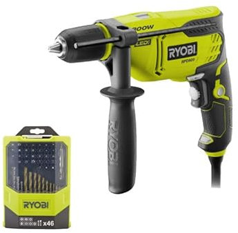 Pack RYOBI - Perceuse à percussion - RPD800-K - 800W - Coffret RAK46MIX 46 accessoires mixtes