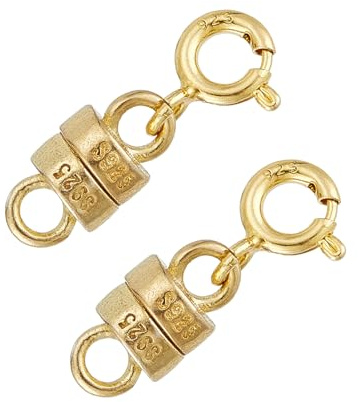 NICENEEDED 2 PCS 18K Gold Magnetic Necklace Clasps and Closures, 925 Sterling Silver Magnetic Necklace Fasteners, Double Jewelry Clasps Connector for Jewelry Bracelet Making