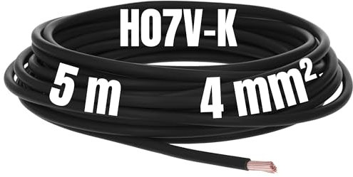 Kalitec 5 Meter H07V-K 4 mm² schwarz Verdrahtungsleitung I Aderleitung flexibel I Litze 4mm2 I Verdrahtung feindrätig I Einzelleitung I Kabel eindrähtig für Schaltschrank I Schaltdraht
