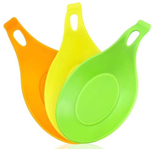 Löffelablage für Herdplatte, 3 Stück, kleiner Silikon-Löffelhalter für Küchentheke, Kaffeelöffelablage, hitzebeständiger Kochlöffelhalter, perfekte Küchenhelfer für Küchenutensilien, Spatel, Zange,