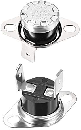 elektronischer Schalter KSD301 Thermostat, 115 °C/239 °F, 10 A, NC, verstellbarer Druckscheiben-Temperaturschalter for Mikrowelle, Kaffeemaschine, 2 Stück