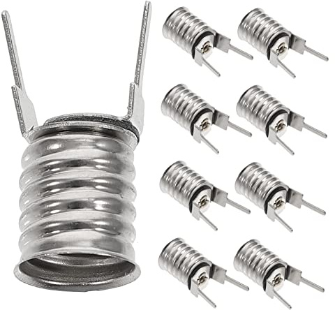 E10 Schraubfassung für Lampen, 10 Stück, Silber, Kupfer | Beleuchtungszubehör, Schraubbirnenadapter mit Schraubgewinde, für Kleine Glühbirnen