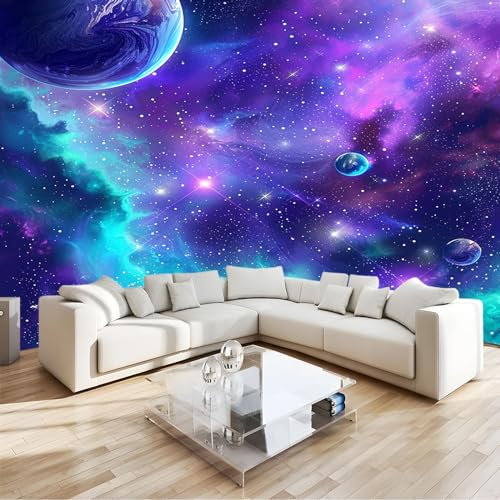 Fototapete Premium-Vlies 400 x 280 cm Fantasy-Universum-Weltraum Motivtapeten Wandtapete Moderne Wanddeko Design Wand Dekoration Wohnzimmer Paar Schlafzimmer