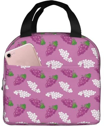 Bolsas de almuerzo aisladas para hombres y mujeres, bolsa térmica suave de color morado uva para viajes, a prueba de agua, lonchera pequeña para adultos, para hombres y mujeres, bolsa de almuerzo para
