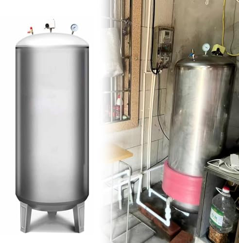 Wasserbrunnen Druckbehälter Metall-Wasserdrucktank mit Montagesatz, Automatischer Brunnenwasserdrucktank mit großer Kapazität für Hauswasser, Vertikaler Wasserspeichertank(52.8Gal/200L (50*115cm))