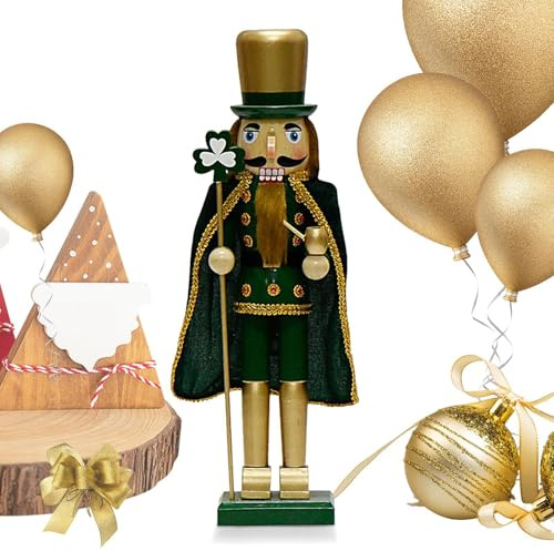 Jubepk Decoraciones de fiesta de cascanueces | Figuras de cascanueces de Navidad | Adorno de cascanueces de soldado | Rey Cascanueces Soldado con diseño tradicional de madera para tus celebraciones