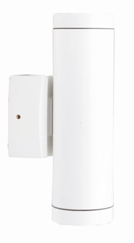 Licht-Erlebnisse Up Down Leuchte außen Messing IP64 H: 21 cm Wandleuchte GU10 Modern Weiß Outdoor Wandlampe aussen Terrassenlampe Balkon Lampe Wand