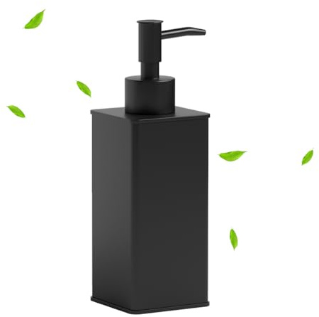 BVL Seifenspender Schwarz, 240ml Seifenspender Eckig, Wasserfester Metall Seifenspender