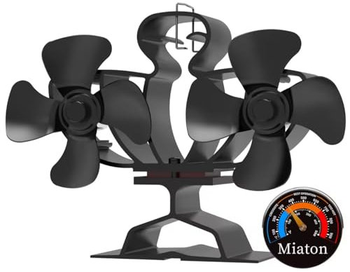Miaton Log Burner Fan Silent Operation | 8-Blade Stove Fans for Wood Burner | Heat Powered Wood Burning Stove Fan | Fireplace Accessories Tools