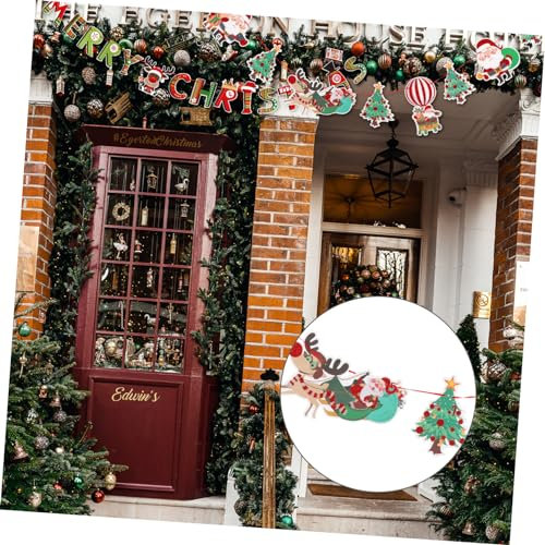 Gogogmee 2stücke Weihnachtsgirlande Papier Weihnachtspapierbanner Weihnachtsbannerflagge Chic Party Dekorative Girlande Für Weihnachtsfeiern Und Dekorationen