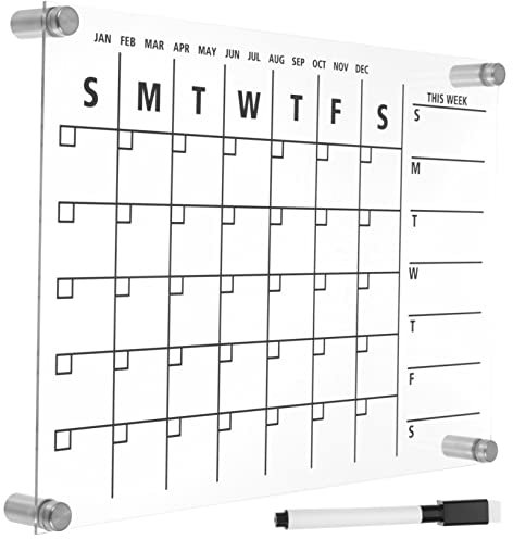 SHINEOFI 1 Satz Wochenplaner schwarze Anschlagtafel Whiteboard baord Kühlschrank magnetisch Magnettafel Planke Büro-Schreibtafel Trockenlöschtafel aus Glas für die Wand Acryl Transparent