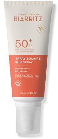 Laboratoires de Biarritz - Crème Solaire en Spray - SPF50+ - Certifiée Bio - Visage et Corps - Bébé, Enfant et Adulte - Texture Fluide et Légère - 100 ml - Fabriqué en France