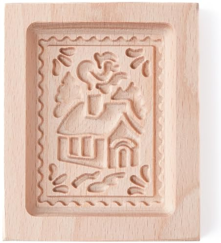 Moule à biscuits spéculoos en bois – Presse de Noël pour biscuits épicés | Spéculaas européens traditionnels | Fait à la main pour la pâtisserie des fêtes