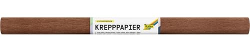 folia 824161 - Krepppapier in Kastanienbraun, 10 Rollen aus FSC-Mix Papier, je Rolle ca. 50 x 250 cm, 32 g/m², nassfest, elastisches Kreppband mit rauer Oberfläche zum Verzieren und Dekorieren