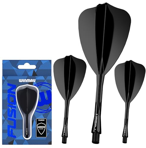 WINMAU Darts - Fusion Integrerat flyg- och axelsystem - Arrow Form och design - Svart Färg, Kort Längd