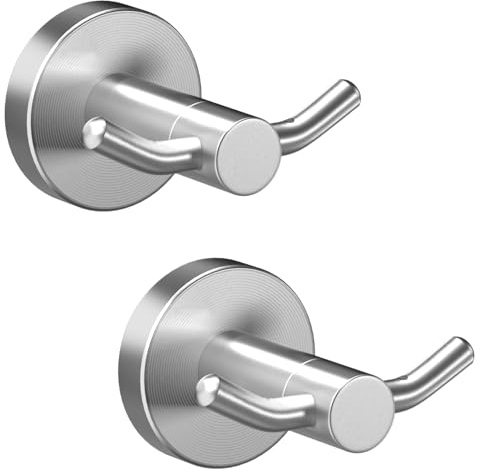Yundoza 2 Pack Towel Hooks for Bathroom, Screw in Stainless Steel Door Hook