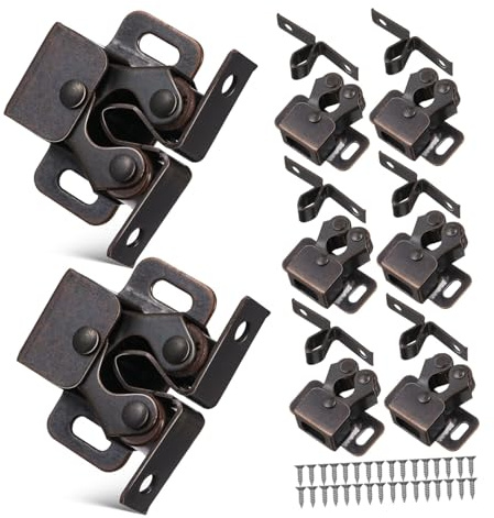 Gatuida 8 ensembles Lot de Loquets Double pour Portes Armoire Serrures à Ressort Fer Robustes pour Meubles Installation Facile sans Outils Compliqués Protection Sécurisée pour Armoires et