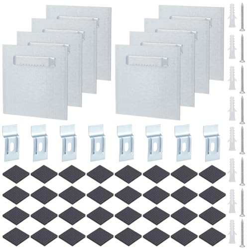 PLIGREAT 8 paquet de Cintres Auto Adhésifs pour Miroirs Kit de Plaques de Suspension 8x8cm avec Vis Crochets de Suspension pour Photos Acrylique Dibond Aluminium Ou Autres Panneaux Plats