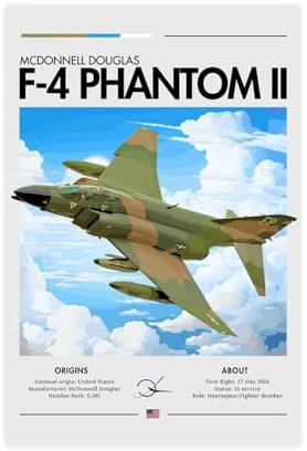 Poster su tela F-4 Phantom II della Guerra Fredda, USAF, decorazione per camera da letto, ufficio, camera da letto, regalo, 40 x 60 cm