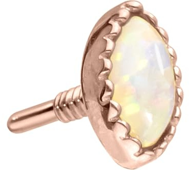 PIERCINGLINE 14 Karat Gold Schraubaufsatz mit 0,8 mm Gewinde OVALER SYNTH. OPAL OHNE Labret Stecker Piercing Ohr Farbauswahl