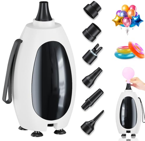 Froova Balloon Pump Electric, Portable Balloon Inflator Air Pump Balloons Blower Machine with 6 Different Nozzles for Party Balloons Decorations Inflator Deflator for Inflatables Pool Floats Air Beds