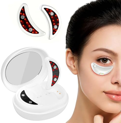 Appareil de massage des yeux avec lumière rouge et micro courant, coussinets réutilisables pour soin anti-âge, réduit les cernes, les gonflements et les lignes fines, favorise une peau jeune éclatante