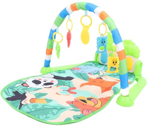 TYTOGE Baby Kick Klaviermatte, Spielmatte aus Weichem Stoff mit 5 Spielmodi und Abnehmbaren Rasseln, für Neugeborene Im Alter von 0 Bis 36 Monaten