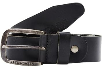 Herren Jack & Jones Ledergürtel JACPAUL Belt Echt Leder Jeans Hosen Gürtel, Farben:Schwarz, Größe Gürtel:85