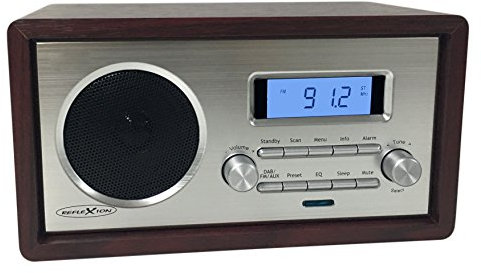 Reflexion HRA1250 Retro-Radio mit UKW Tuner, LCD-Display und Weckfunktion (Teleskop-Antenne, AUX, Kopfhörer-Anschluss), braun / silber