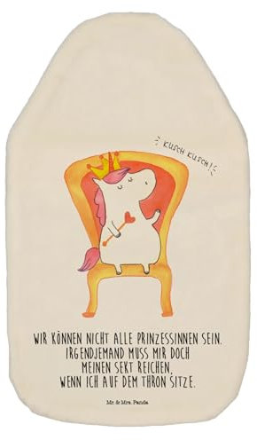 Mr. & Mrs. Panda Wärmflasche Einhorn König - Geschenk, Wärmflaschenbezug, Einhörner, Wärmekissen, Unicorn, Einhorn Deko, Körnerkissen, Wärmflasche