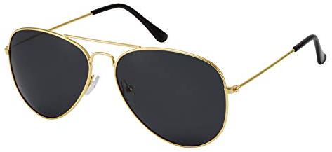 La Optica B.L.M. Unisex solglasögon UV400 CAT3 pilotglasögon retro – färger, enkel, dubbelpack, Guld (glas: Grå polariserade), M