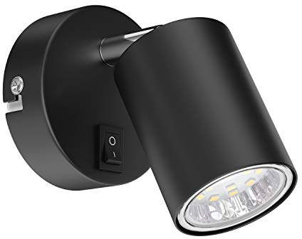ledscom.de Wandspot WAIKA, einflammig, mit Schalter, GU10, schwarz matt, inkl. GU10 LED Lampe (weiß, 2,076W, 206lm, 110°)
