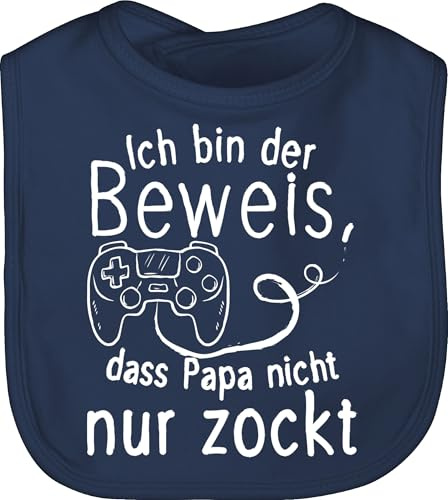 Shirtracer - Baby Lätzchen - Geschenk zum Vatertag - Ich bin der Beweis, dass Papa nicht nur zockt weiß